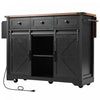 Chariot De Cuisine Wilson 53,7\" En Bois Reconstitue Avec Prise Electrique Et Rangement -Noir