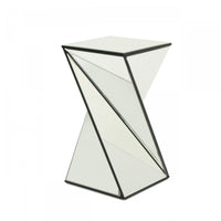  Table D’appoint Geometrique Au Design Reflechissant Molly Avec Miroir, Verre Et Bois Composite - Argent