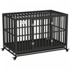 Pawhut Cage Pour Chien En Acier Robuste Avec Roulettes Pour La Portabilite Et Une Porte Pour Un Acces Pratique Au Sol Anti-pincement, 49,2\" L X 29,5\" L X 34,6\" H, Noir