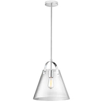 Luminaire suspendu moyen Polly de Dainolite en verre transparent, avec fini chromé poli et 1 ampoule