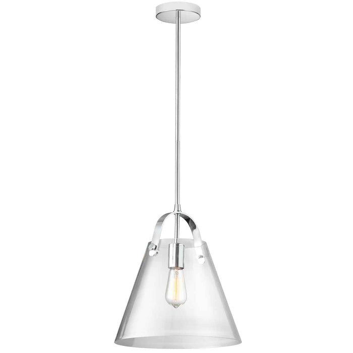 Luminaire suspendu moyen Polly de Dainolite en verre transparent, avec fini chromé poli et 1 ampoule