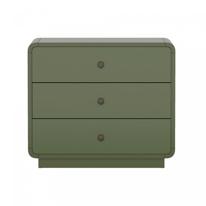 Table de nuit contemporaine Liora 71 cm en vert (3 tiroirs)