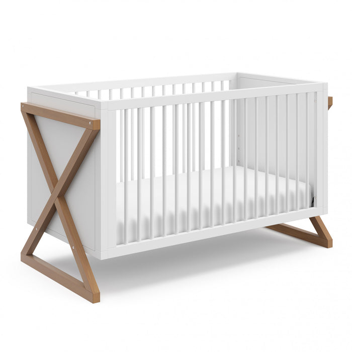 Storkcraft Equinox Lit de bebe convertible 3-en-1 - Blanc avec vintage bois clair
