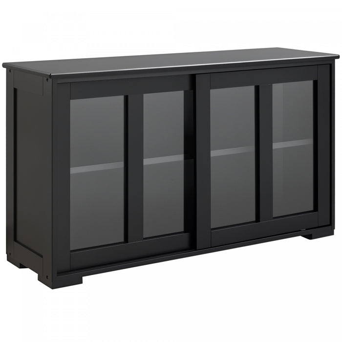 HOMCOM Buffet de cuisine modulable avec porte coulissante vitree
