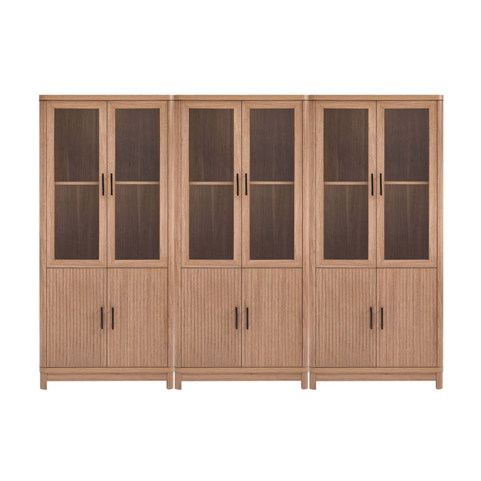 Ensemble de 3 bibliotheques-armoires Jodie style milieu du siecle 31\" en erable (6 etageres)
