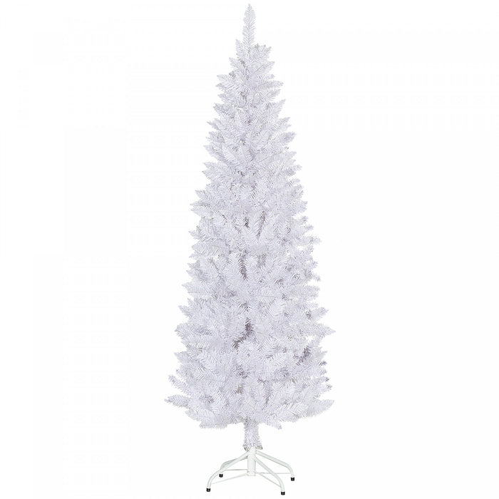 Homcom Arbre De Noel Artificiel De 6pi De Haut Avec Base En Acier, Blanc