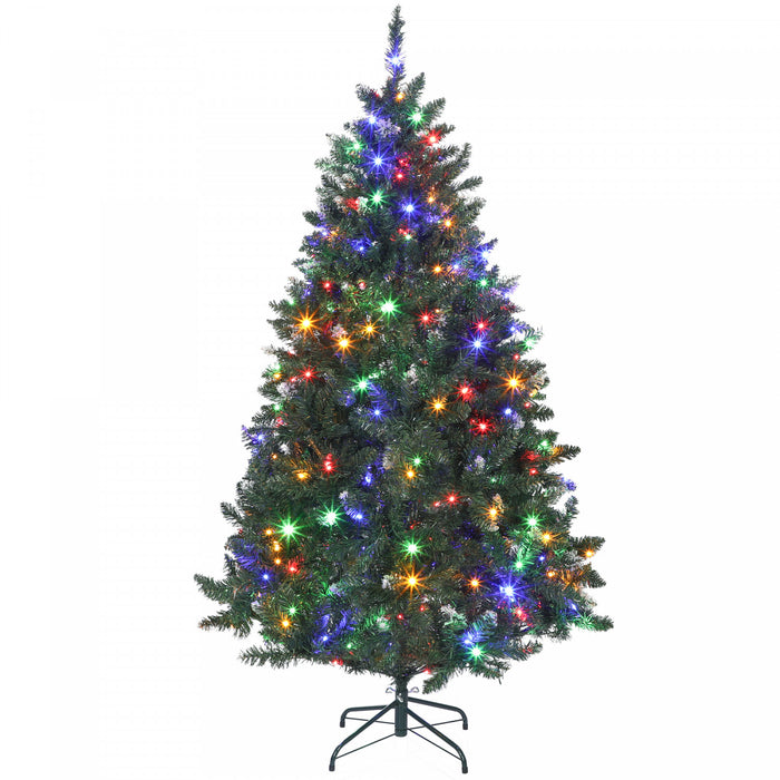 HOMCOM Sapin de Noel givre de 6pi, bicolore, en epicea massif