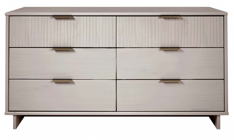 Commode Granville Moderne 55\" en gris clair (6 tiroirs)