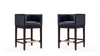 Tabouret de comptoir Kingsley style milieu du siecle en bois et tissu, noir – Lot de 2