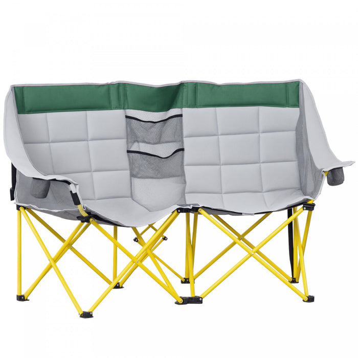 Outsunny Chaise de camping a double siege pliante avec poche de rangement