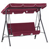 Outsunny Meatal Chaise Pivotante D'exterieur 3 Places Chaise Longue De Jardin Rembourree Hamac De Terrasse Avec Cadre Et Auvent Rouge Vin