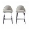 Tabouret de comptoir moderne en metal et tissu Gracie, gris pierre et noir - Lot de 2