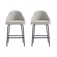 Tabouret de comptoir moderne en metal et tissu Gracie, gris pierre et noir - Lot de 2