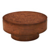 Table basse ronde moderne Sage 31,5 pouces avec finition placage bois et base cylindrique, brun