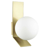 Grande applique murale Valemont de Dainolite en verre blanc opale, avec fini laiton vieilli et 1 ampoule