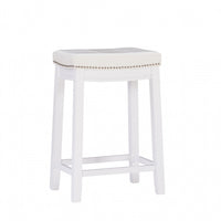 Tabouret Claridge de hauteur comptoir en tissu et sans dossier - blanc