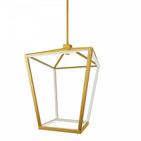 Luminaire suspendu Cage de Dainolite blanc qui diffuse la lumière, avec fini laiton vieilli et ampoule à DEL de 46 W