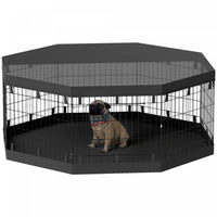 Pawhut Parc Pour Chien, 8 Panneaux Pliables, Coussin Impermeable, Couverture Superieure Resistante A