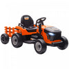 Qaba Tracteur Pour Enfants Avec Remorque, Voiture Pour Enfants 12 V, Orange