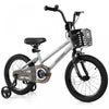 Costway 16\" Velo Pour Enfants Avec Roues D'entrainement Guidon Reglable Et Frein A Main De Siege Argent