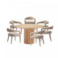 Ensemble de salle a manger moderne industriel Aspen et Hathaway 7 pieces, finition Argente et Naturel