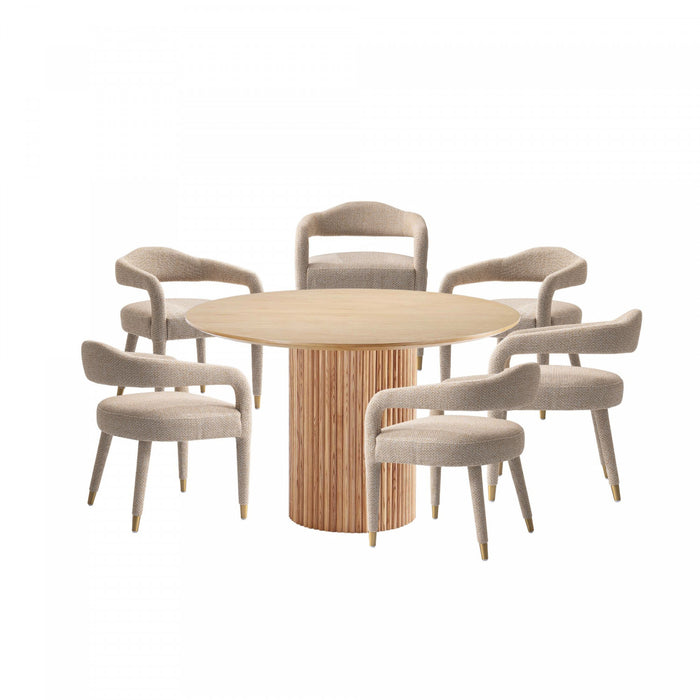 Ensemble de salle a manger moderne industriel Aspen et Hathaway 7 pieces, finition Argente et Naturel