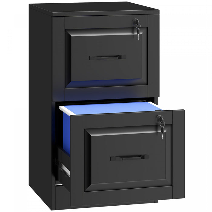HOMCOM Classeur Vertical a 2 Tiroirs avec Serrure, Noir