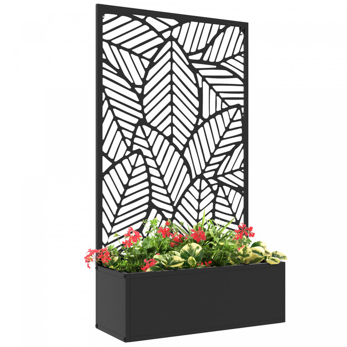 Outsunny Lit de jardin sureleve en metal avec ecran d'intimite, noir