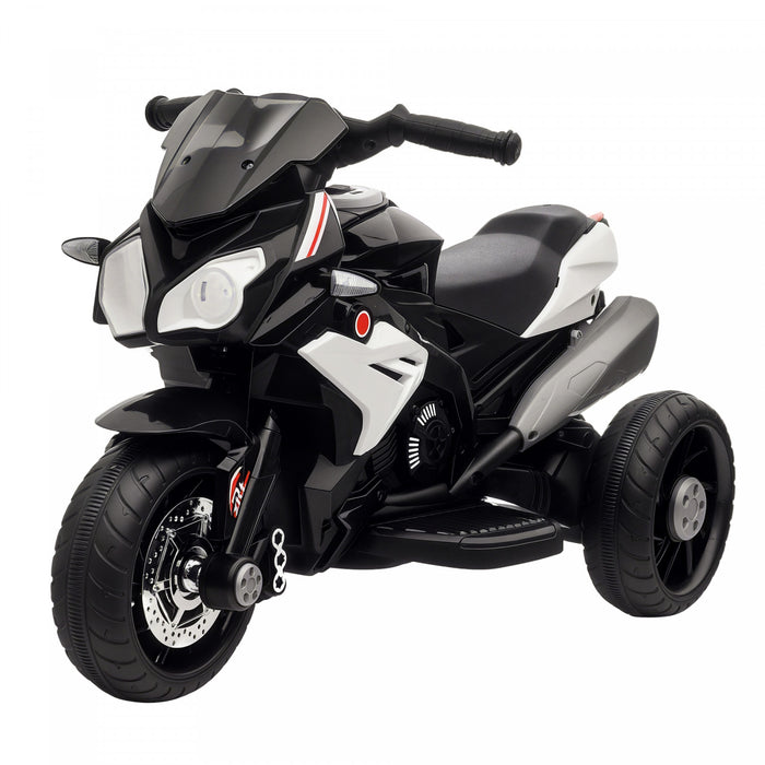 Qaba Moto Pour Enfants 6v Avec Musique, Phares, 3 Roues, Noir