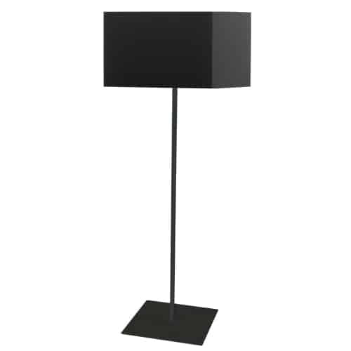 Lampe à pied Maine de Dainolite avec abat-jour carré noir et 1 ampoule