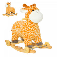 Qaba 2-en-1 Cheval A Bascule Enfants En Peluche En Forme De Girafe Avec Sons Realistes Pour Enfant 3