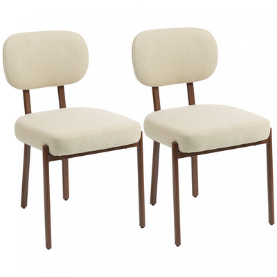 HOMCOM Upholstered Linen Fabric Dining Chairs, Kitchen Chairs, Beige