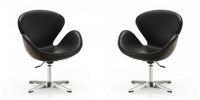 Fauteuil lounge pivotant moderne Raspberry en tissu noir - Lot de 2