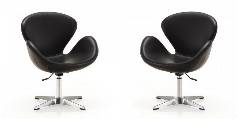 Fauteuil lounge pivotant moderne Raspberry en tissu noir - Lot de 2