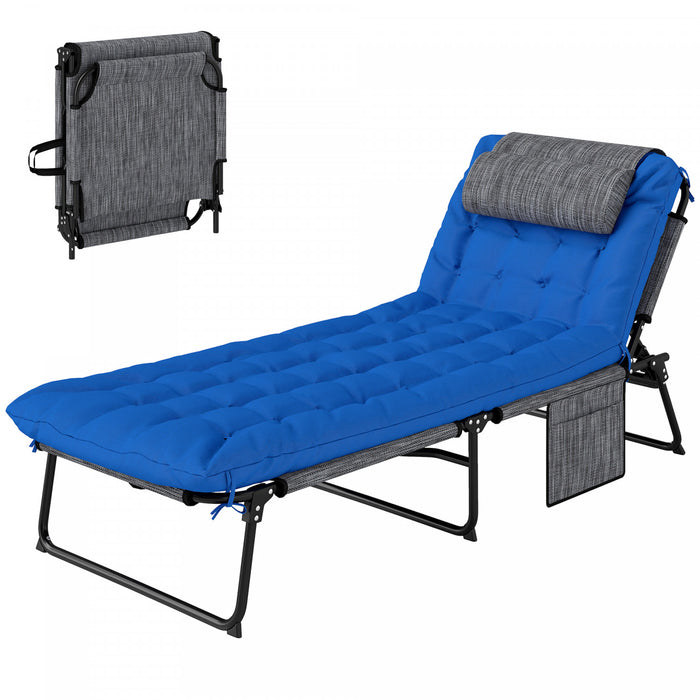 Outsunny Chaise Longue Pliante Avec Coussin, Chaise De Bronzage Inclinable