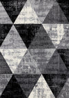 Tapis Covington triangle geometrique noir blanc gris vieilli, 5'3\" x 7'7\"