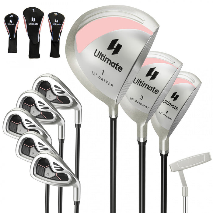 Costway 9 Pcs Femmes Complete Golf Club Set A Main Droite Avec 460cc Alliage Driver Fers Rose
