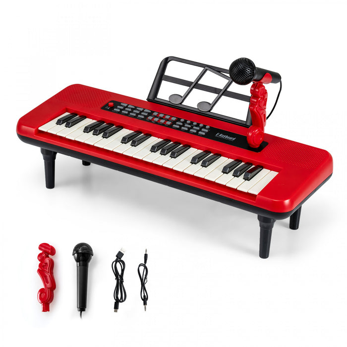 Costway Clavier de Piano Portable pour Enfants 37 Touches, Jouet Musical avec Microphone et Pupitre - Rouge