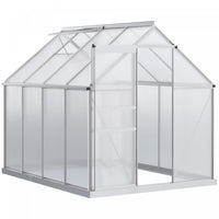Outsunny Serre En Polycarbonate De 8' X 6' X 6,5' Avec Cadre En Aluminium, Serre Robuste Avec Aerati