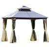 Outsunny Gazebo Exterieur A 2 Niveaux De 10' X 10' En Polycarbonate, Beige