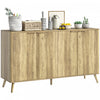 HOMCOM Buffet moderne 55\" avec rangement et 4 portes cannelees, chene