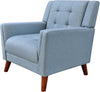 Midway Fauteuil Moderne du Milieu de Siecle a Point Capitonne Gaufre, Bleu, Noyer
