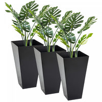 Outsunny Lot De 3 Pots De Fleurs En Plastique De 28