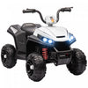 Qaba Voiture Electrique 12 V Pour Enfants, Quad Pour Enfants Alimente Par Batterie Avec Suspension A Ressorts A Quatre Roues, Avant Et Arriere, Lumiere Led, Mp3, Musique, Blanc