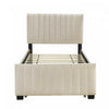 Lit plateforme Ethan rembourre en velours, gain de place, avec tiroir gigogne, taille simple, beige
