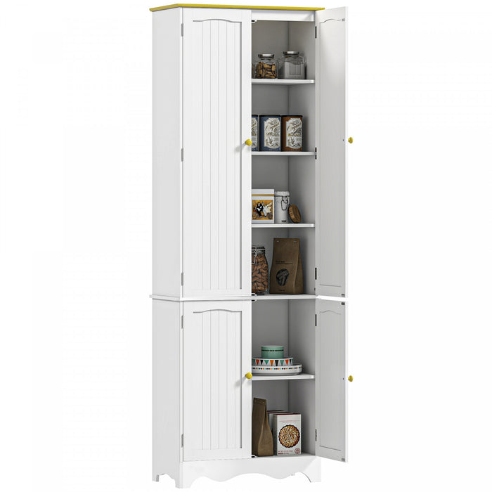 HOMCOM Armoire de rangement de cuisine autoportante, 4 etageres, 4 portes