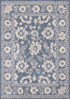 Tapis d'exterieur Cabana bleu et blanc a bordure elegante, 7'10\" x 10'6\"