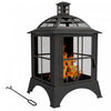 Outsunny Foyer A Bois De 28\" Avec Tisonnier, Style Cheminee, Noir