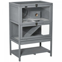 Pawhut Cage En Bois Pour Hamsters, Cage Pour Souris Et Rongeurs, Maison D'exercice A 2 Niveaux, Avec