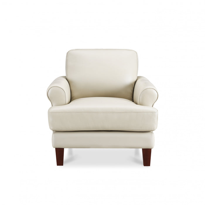 Hydeline Sarina Fauteuil en cuir – Vanille